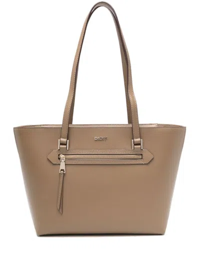 Dkny Logo-lettering Tote Bag In Nude