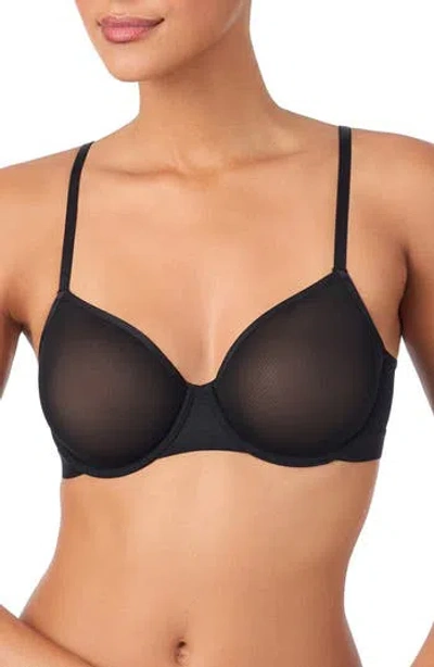 Dkny Logo Mesh Unlined Underwire Bra In Black