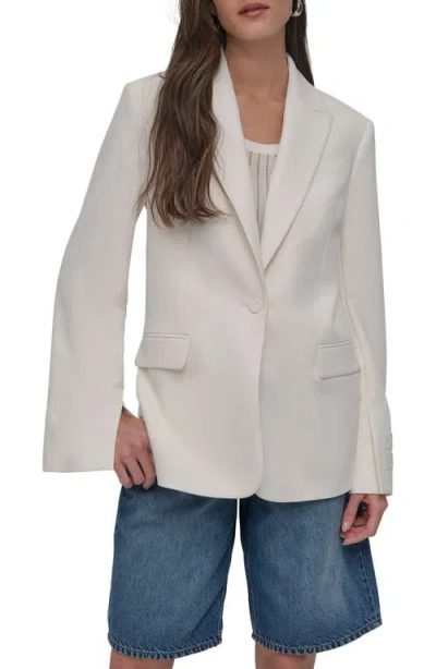 Dkny Logo Patch Blazer In Ivory