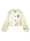 Dkny Logo-patch Bomber Jacket In Gold