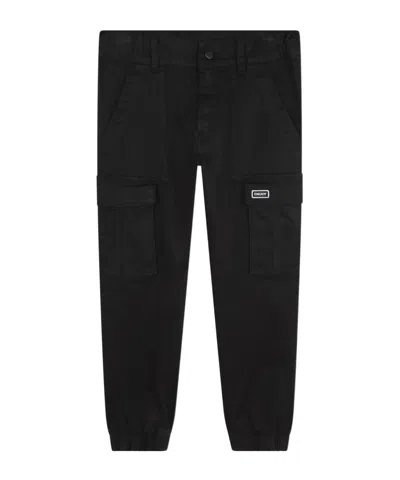 Dkny Logo-patch Cargo Pants In Black