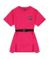 Dkny Logo-patch Cotton Dress In Pink