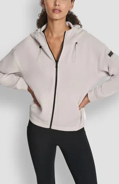 Dkny Logo Patch Full Zip Hoodie In Neutral