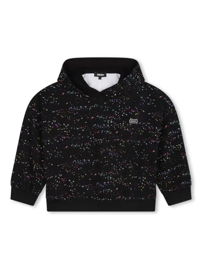 Dkny Kids' Logo-patch Printed Hoodie In Black