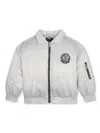 Dkny Logo-patch Puffer Jacket In Silver
