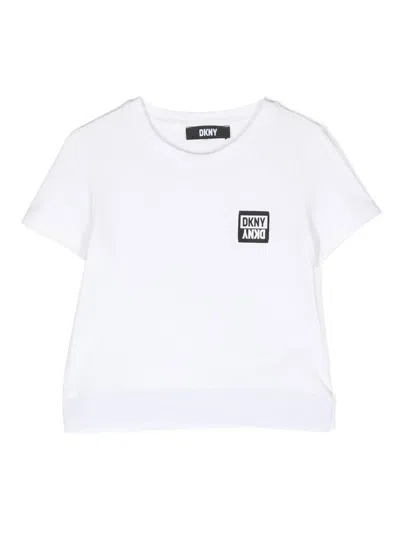 Dkny Kids' Logo Patch Short-sleeve T-shirt In Weiss