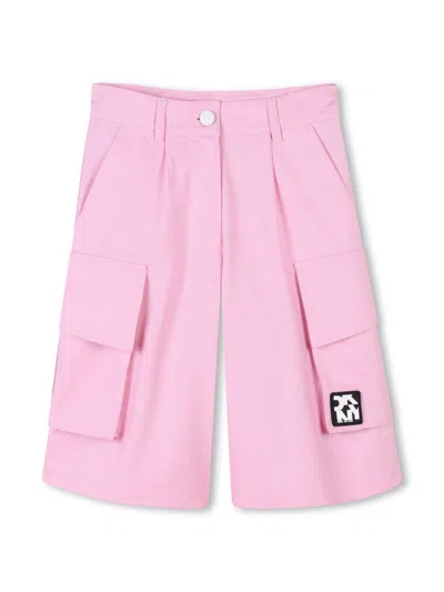 Dkny Kids' Logo-patch Shorts In Pink