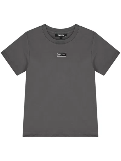 Dkny Kids' Logo Patch T-shirt In Grey