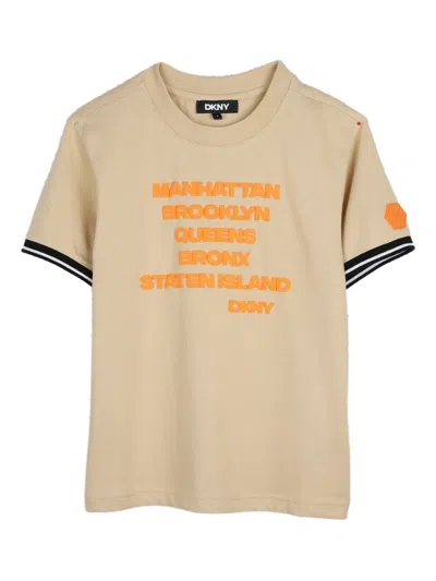 Dkny Kids' Logo-patch T-shirt In Neutral