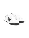 Dkny Logo-patches Leather Sneakers In White