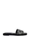 Dkny Logo Pattern Embellished Slides In Black
