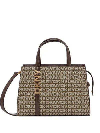 Dkny Logo-pattern Satchel In Brown