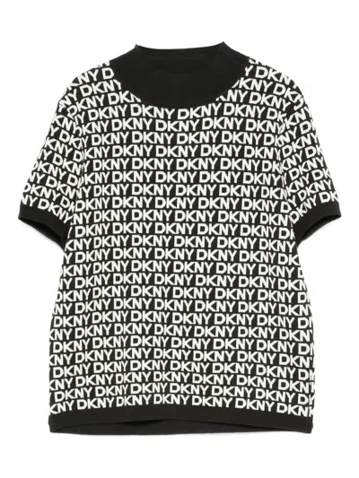 Dkny Logo-pattern Top In Black