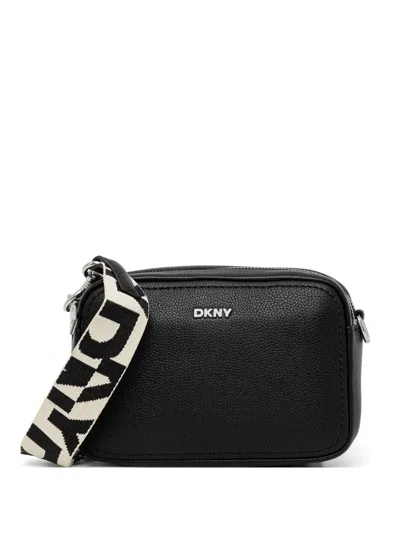Dkny Logo-plaque Crossbody Bag In Black