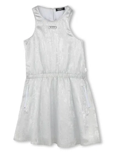 Dkny Kids' Logo-plaque Dress In Grey