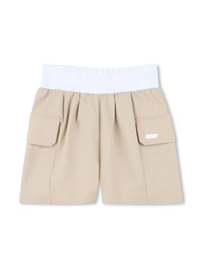 Dkny Kids' Logo-plaque Shorts In Neutrals