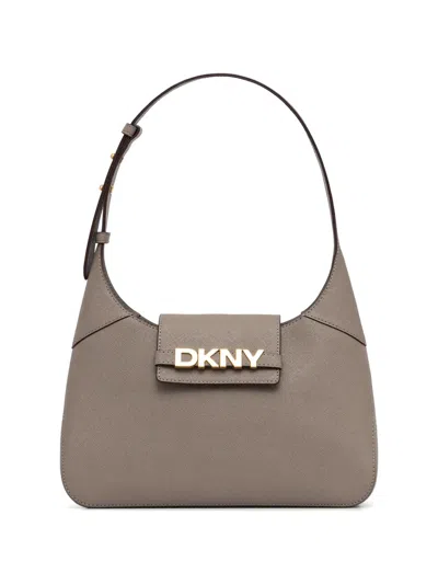 Dkny Logo-plaque Shoulder Bag In Gray