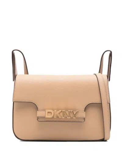 Dkny Logo-plaque Shoulder Bag In Neutral