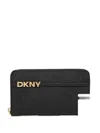Dkny Logo-plaque Zip-around Wallet In Black