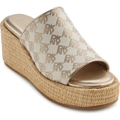 Dkny Logo Platform Wedge Sandal