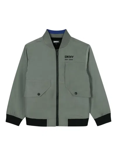 Dkny Logo-print Bomber Jacket In Green
