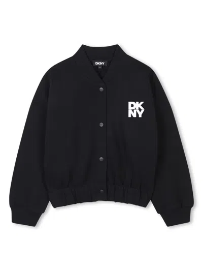 Dkny Kids' Logo-print Bomber Jacket In Black