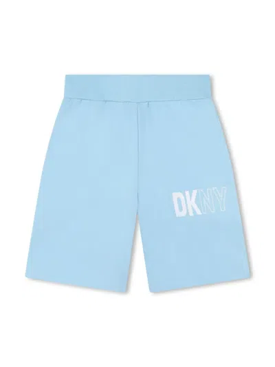 Dkny Kids' Logo-print Cotton Shorts In Blue
