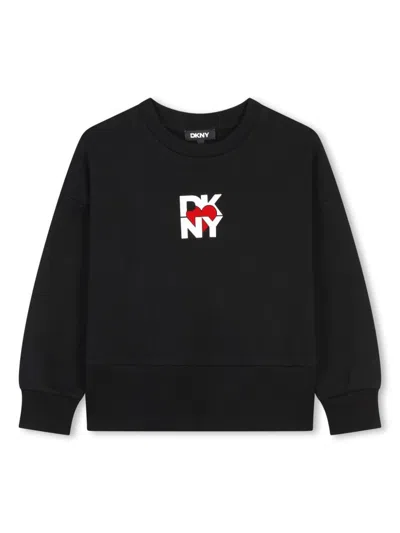 Dkny Kids' Logo-print Cotton Sweatshirt In Black