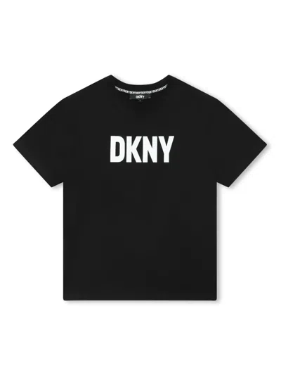 Dkny Kids' Logo-print Cotton T-shirt In Black