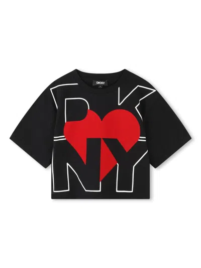 Dkny Kids' Logo-print Cotton T-shirt In Black