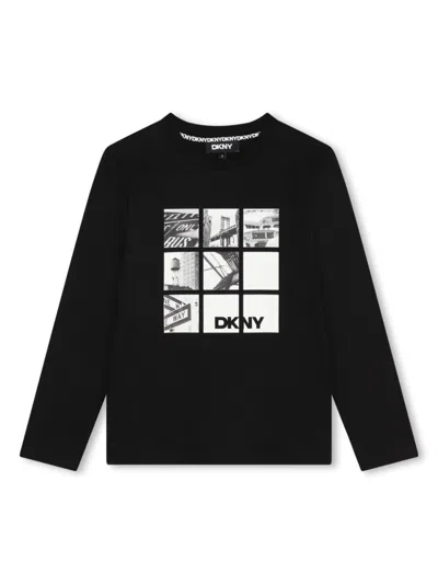 Dkny Kids' Logo-print Cotton T-shirt In Black