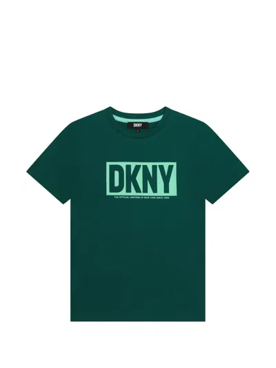 Dkny Kids' Logo-print Cotton T-shirt In Green
