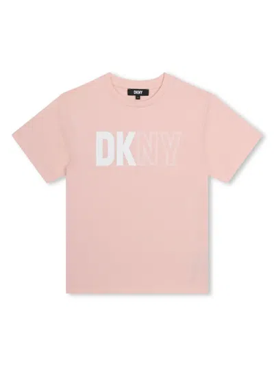 Dkny Kids' Logo-print Cotton T-shirt In Pink