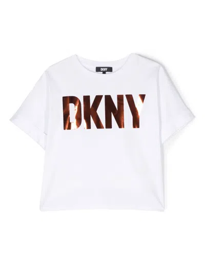 Dkny Kids' Logo-print Cotton T-shirt In White