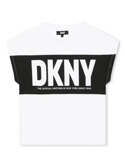 Dkny Kids' Logo-print Cotton T-shirt In White