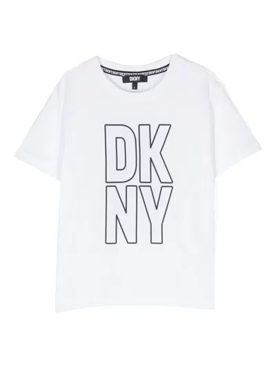 Dkny Kids' Logo-print Cotton T-shirt In White