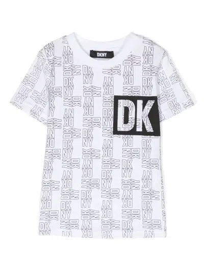 Dkny Kids' Logo-print Cotton T-shirt In White