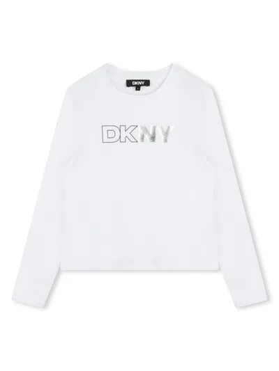Dkny Kids' Logo-print Cotton T-shirt In White