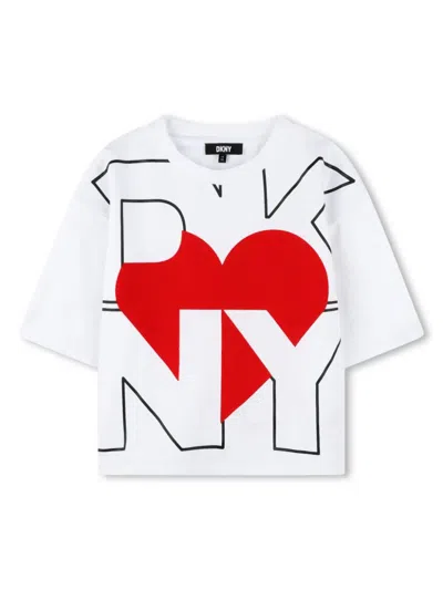 Dkny Kids' Logo-print Cotton T-shirt In White