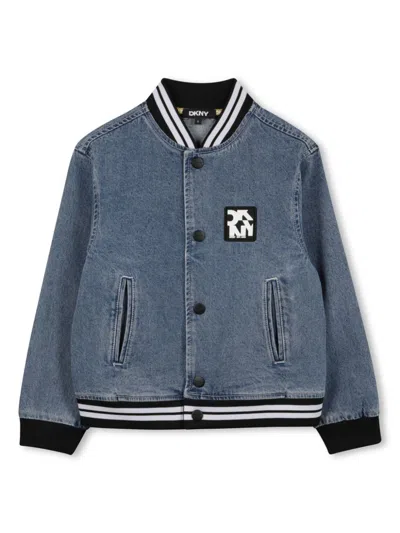 Dkny Kids' Logo-print Denim Jacket In Blue