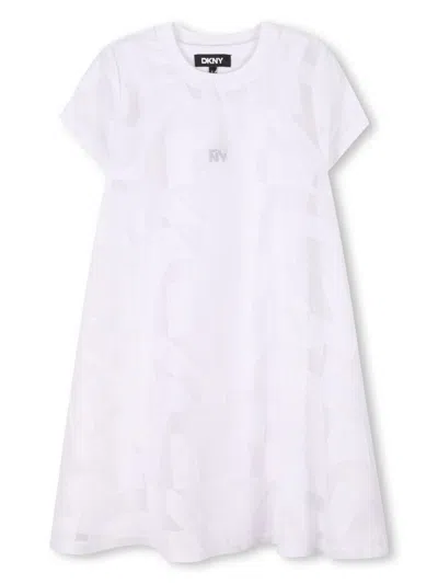 Dkny Kids' Logo-print Dress In White