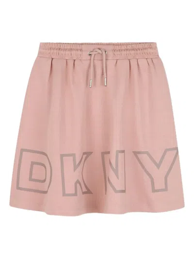 Dkny Kids' Logo-print Elasticated Skirt In Pink