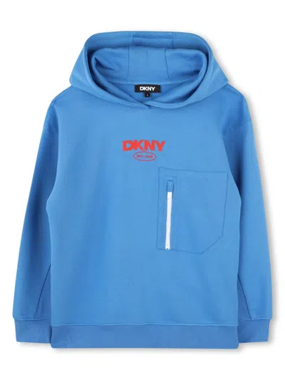 Dkny Kids' Logo-print Hoodie In Blue