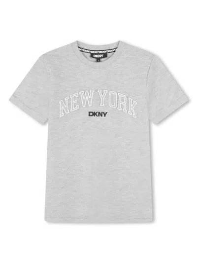 Dkny Kids' Logo-print Jersey T-shirt In Grey