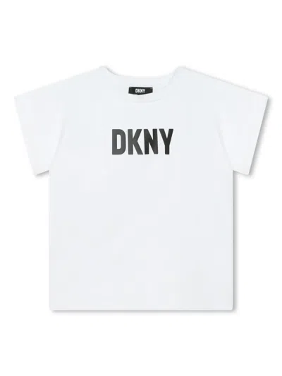 Dkny Kids' Logo-print Jersey T-shirt In White