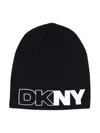 Dkny Logo-print Knitted Beanie In Black