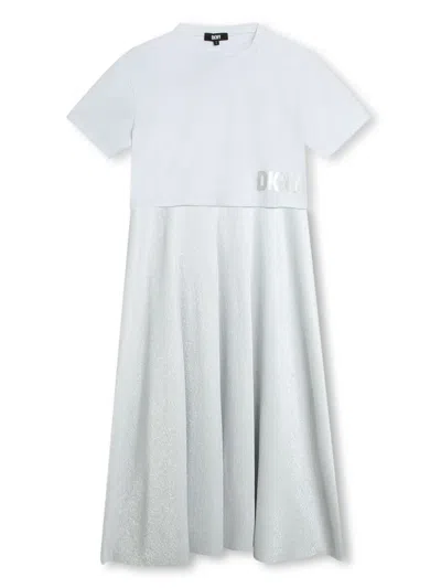 Dkny Kids' Logo-print Layered Dress In Gray