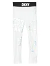 Dkny Iridescent Logo-print Leggings In White