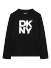 Dkny Logo-print Long-sleeve Top In Black