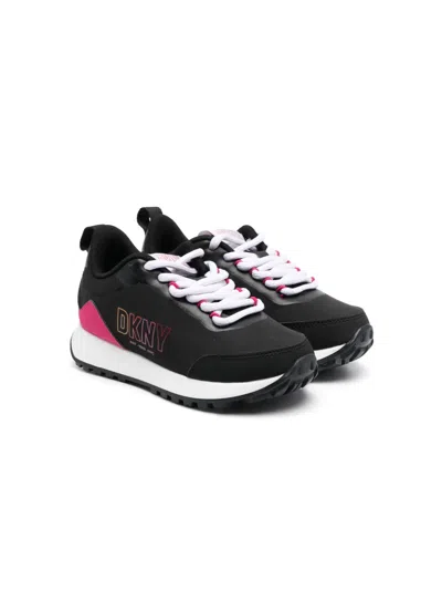 Dkny Kids' Logo-print Low-top Sneakers In Black